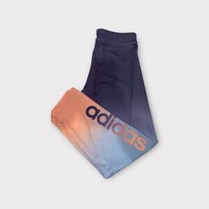 Adidas Aeroready Size 16 Girls Ombre Blue/Pink 7/8 Athletic Tights